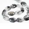 Natural Black Rutilated Quartz Smooth Flat Oval Beads Strand Rondelles Length is 14 Inches & Sizes from 25mm approx. 